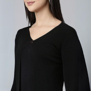 ICW Women's Acrylic Knitted Ribbed Cardigan Front-open Top Full Sleeve Shrug Jacket for Girls ((ONE SIZE -S-M)(Bust Size 30-36 Inch) - Image 3