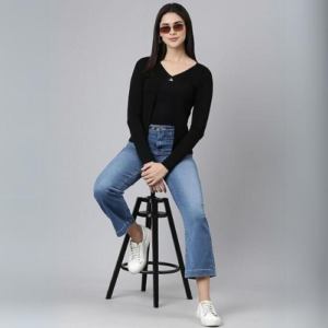 ICW Women's Acrylic Knitted Ribbed Cardigan Front-open Top Full Sleeve Shrug Jacket for Girls ((ONE SIZE -S-M)(Bust Size 30-36 Inch) - Image 4