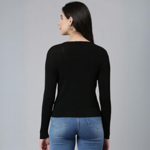 ICW Women's Acrylic Knitted Ribbed Cardigan Front-open Top Full Sleeve Shrug Jacket for Girls ((ONE SIZE -S-M)(Bust Size 30-36 Inch) - Image 5