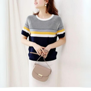 ICW Women's Knitting Ribbed Acrylic Stretchable Casual Checkered Crop Top T-Shirt for Girls - Image 4