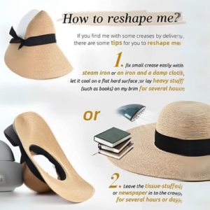 ICW Women Foldable Wide Brim Bowknot Beach and Summer Straw Sun Hat caps for Girls UV Protection - Image 6