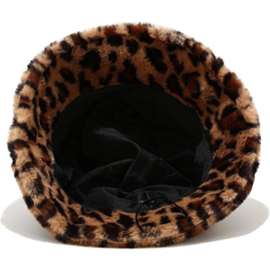 ICW Women Bucket Hat Vintage Faux Fur Leopard Print Fluffy Fisherman Hat Fuzzy Caps - Image 3