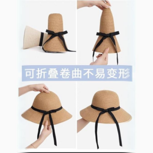 ICW Women Adjustable BowKnot Brim Ribbon Summer Beach Straw Sun Hat Caps for Girls UV Protection SPF 50+ - Image 3