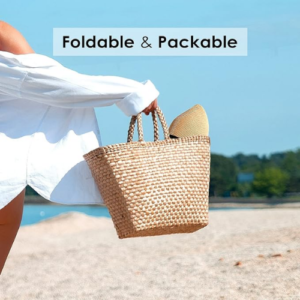 ICW Women Foldable Long Brim Ribbon Beach and Summer Straw Sun Hat/caps for Women & Girls UV Protection brown - Image 5