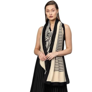 ICW Women's Side Border Printed Cotton Scarf Stoles Shawl - Image 3